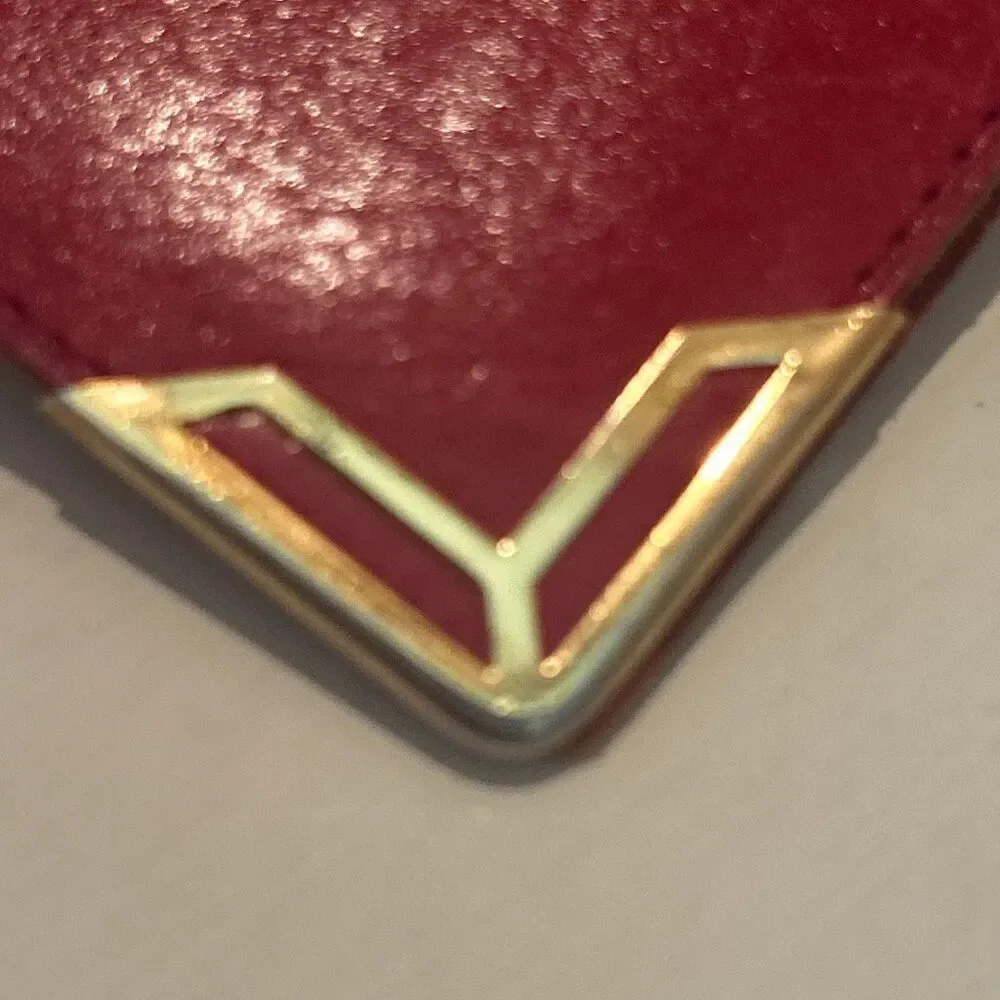 Vintage YSL Bifold Long Wallet Red Leather Gold Accent Sleek Iconic Bold Luxury